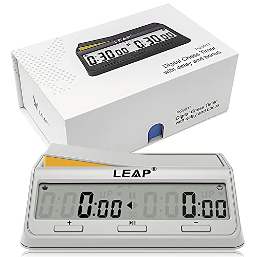 LEAP Chess Clock Programme Updated Digital Timer Advanced for Game and Chess Timer with Bonus & Delay Count Down up Alarm Milk White