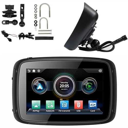 Motorsi Navigatore Moto 5 Pollici Con CarPlay E Android Auto Wireless, Touchscreen HD, Bluetooth FM E Impermeabilità IP68