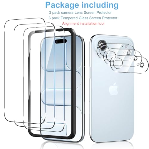 Anoowkoa 3 Pack for iPhone 17 Air 6.5" Screen Protector + [3 Pack] iPhone Air Camera Lens Protector Tempered Glass.9H Hardness.Support Fingerprint Unlock, Bubble-Free.Easy Installation - image 4