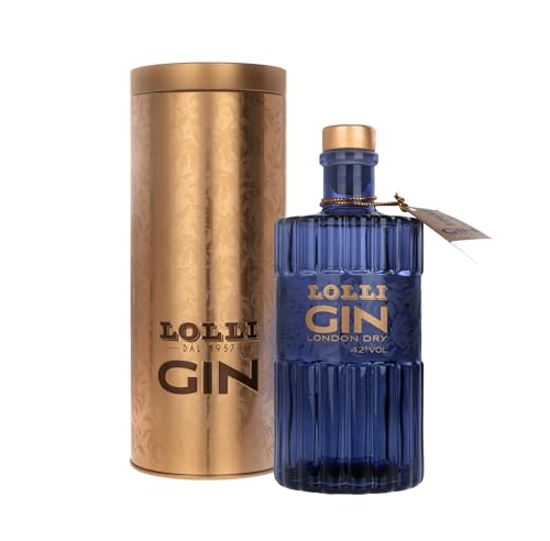 London Dry Gin LOLLI dal profumo inebriante con un armonico sentore di ginepro, confezione con latta, 50cl 42% Vol