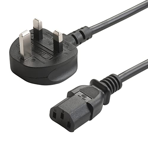 TRD UK Kettle Lead 3M Power Lead 0.5M, 1M, 3M & 5M 3 pin power cable for TV, pc, monitor, plug, printers power cord