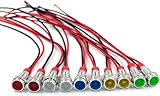 10 Stück 6mm LED Kontrollleuchte Set AC/DC 12V-24V Wasserdicht Metall Anzeigelampe Signallampe für Auto LKW Boot Wohnmobil, 5 Farben Sortiert (Rot Grün Gelb Blau Weiß je 2 Stk) Ambientebeleuchtung
