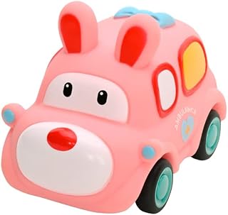 Zippy Toys Carrinho Vinil Pullback Zoo Ambulância - Possui Sistema de Fricção; Plástico Alta Qualidade, Acabamento Uniforme Não Machuca; Cores Vivas Estimulam Memória; Indicado Para Crianças +18 Meses