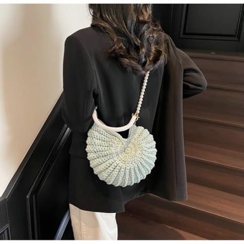 Handwoven Seashell Hobo Bags Women Crochet Summer Beach Bag Boho Knitted Evening Clutch Purses Hobo Crossbody Shoulder Bag3