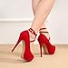 OCHENTA Women's Ankle Strap Platform Pumps Strappy High Heels Sexy Stiletto Shoes Dress Party Velvet Red 43 - US 10.5