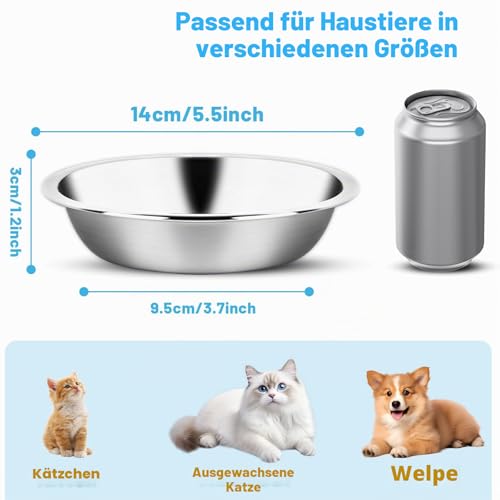 Katzennäpfe, 3 Stück Fressnäpfe für Katzen Edelstahl, Spülmaschinenfest