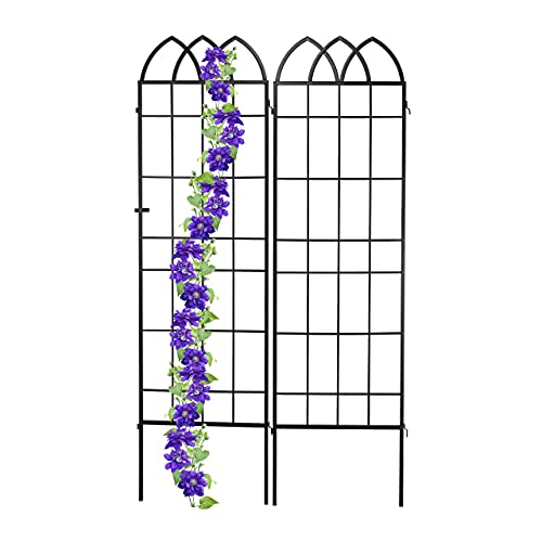 relaxdays Treillis de Jardin, métal, Lot de 2, Espalier Plantes grimpantes, à Planter, clôture, 183 x 51 cm, Noir
