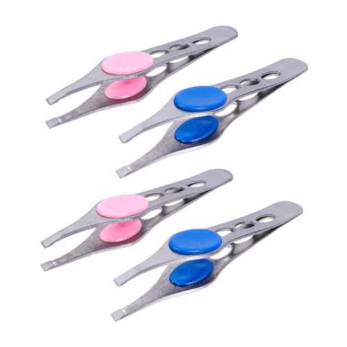 SHERCHPRY 4 Piezas Pinza para cejas Abrazadera frente forma pinzas para cejas punteo profesional pinzas de cejas pinzas para mujer presilla para cejas herramienta de cejas Acero inoxidable