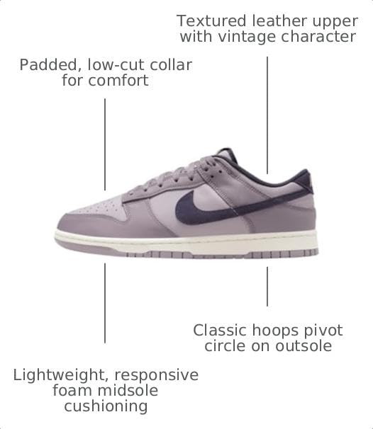 Image of Nike Dunk Low Retro SE Men's Shoes (HQ3642-202, Light Violet Ore /Platinum Violet /Team Gold /) Size 9