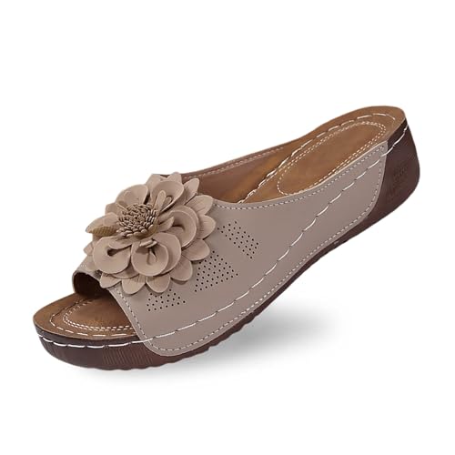 Chaussures compensées à bout ouvert en cuir beige pointure 43 pour femmes élégantes