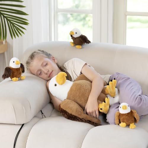 Image of Bald Eagle Stuffed Animal Set with 3 Babies, 2 Eggs, 16 Inch