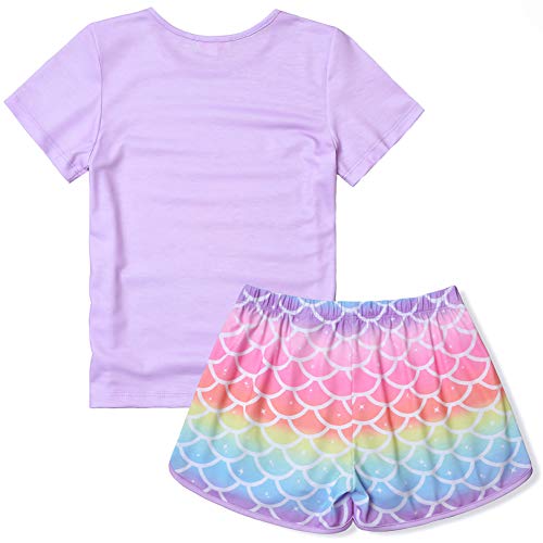 Childrenstar Girls Mermaid Pjs Pajama Sets Kids Short Sleeve Summer Cotton Sleepwear,Size 6 7 #TOP1