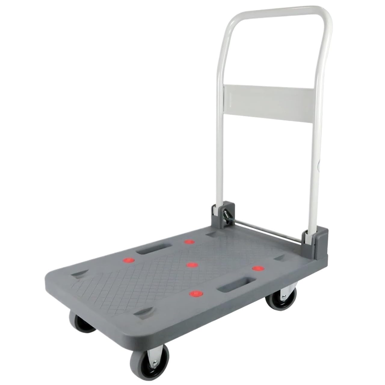 Garage Trolley Portable Platform Truck Plastic Panel Push Cart With Metal Foldable Handle For Warehouse Platform Hand Truck