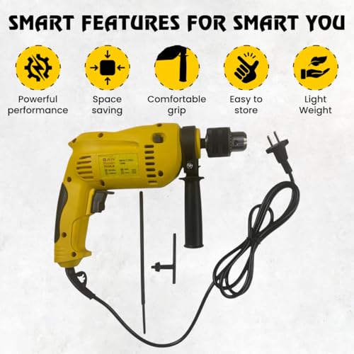 Image of Jon Bhandari Tools Corded Electric Impact Drill Machine - 13mm, 850W, 2800RPM, 220V | Variable Speed & Reverse Function | Heavy Duty Power Tool for Wood, Metal, Masonry, Concrete