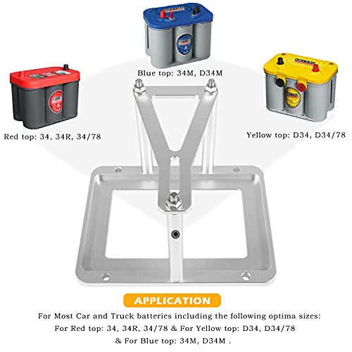Image of Danti Universal Battery Tray Hold Down Trunk battery Relocation Box Billet Aluminum 551181 For Optima Race Racing Mount Red Yellow Blue Top 34 34 /78 D34 D34 /78 34M D34M Battery Mount