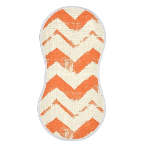 Retro Orange White Wave Lines Stripe Cotton Burp Cloth Soft and Absorbent Milk Spit Up Cloth for Unisex Set of 2, 22x11in2