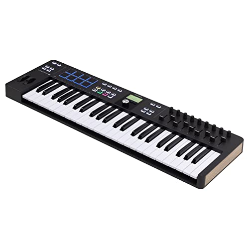 Image of Arturia KeyLab Essential 49 mk3 MIDI Controller with 49 Velocity-Sensitive keys, 9 Encoders, 9 Sliders, 8 RGB Pads - USB-C, Midi Out, LCD Screen, Bundled Software and DAW Integration - Black