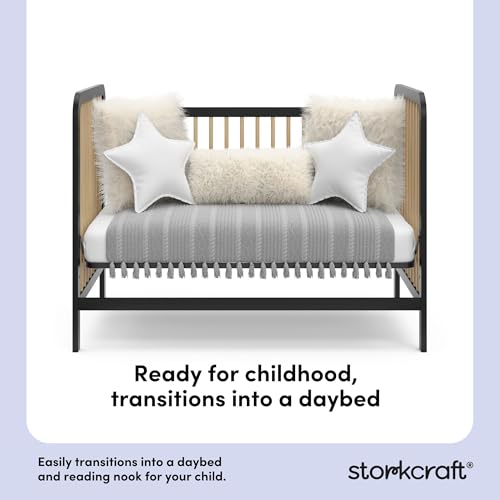 Image of Storkcraft Pasadena 3-in-1 Convertible Crib, Black and Driftwood