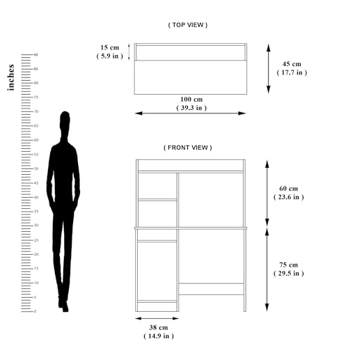 Image of NuSpace | Study Table with Storage,Top Extension and Open Storage - Office Desk Computer Table for Laptop,PC Engineering Wood Working,Drawing,Office Table for Home (Walnut with White-L100xB45xH75 cm)