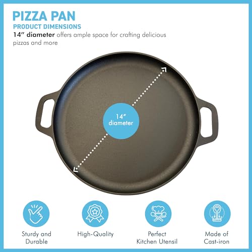Thorness Black Cast Iron 14” Pizza Pan | Skillet for Cooking | Baking and Grilling | Long Lasting and Durable | Even Heating - Image 5