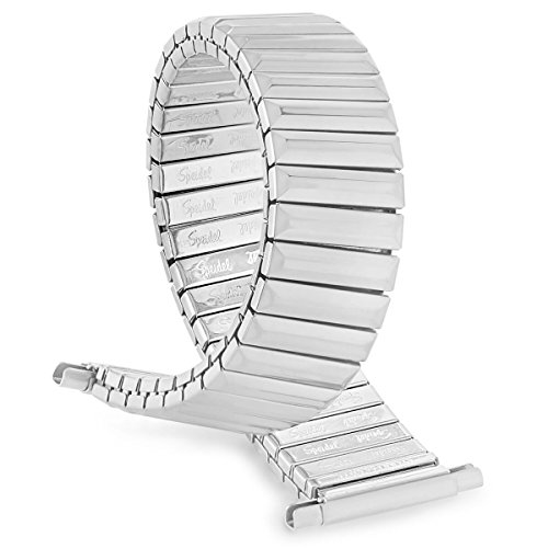 Speidel Men 'sステンレススチール快適ストレッチWatchバンド、ゴールドまたはシルバートーン交換用ストラップ、16 – 22 mm , Straight End or Curved End with No Clasp Extra Long長さAvailable Long Silver Tone w/Straight End
