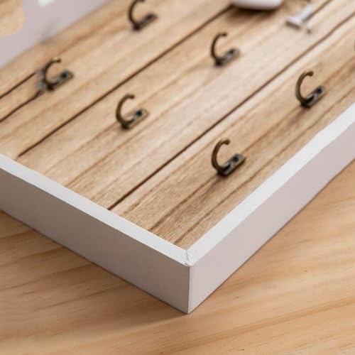 Gancho de metal para llaves con soporte de madera resistente de pared 5