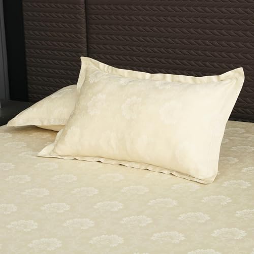 Image of Story@Home Supersoft Long Staple Premium Cotton Sateen Weave Compact Yarn King Size Floral Printed Flat Double Bedsheet wih 2 Pillow Cover I 500 TC, 108x108 Inch - Ash Grey