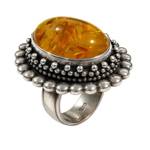 Bague ambre et argent sterling pour illuminer vos tenues au quotidien