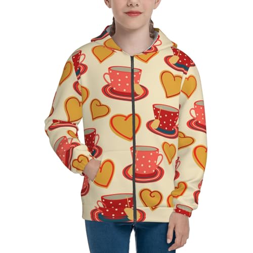 Cups of Tea Kid Hoodies Boys Zip Up Sweatshirts Girls Pullover with Pocket3