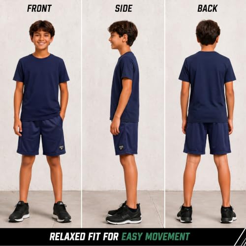 Image of AEROPOSTALE Boys Shorts Set 4 Piece Shirts & Mesh Basketball Shorts | Soft Breathable Fabric, Relaxed Fit, Quick-dry Mesh, Moves With Active Play, Layers Easily, Machine Washable