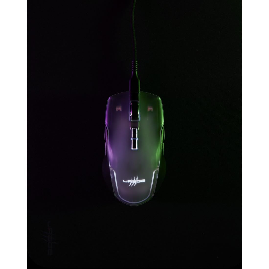 uRage - Ratón para Gamer con Cable (9 Botones programables, Sensor óptico de 12000 dpi, RGB, clics Gaming TTC-Golden, Cable USB-C Uflex) Negro