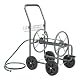 pro.tec Schlauchwagen für 3/4 Zoll Schlauch bis zu 65 m Metall Gartenschlauchwagen ohne Schlauch Schlauchtrommel mit Reifen rollbar Schlauchaufroller mit Handkurbel 84 x 48 x 93 cm Grau