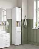VASAGLE Tall Bathroom Cabinet, Slim Storage Cabinet, Narrow Cupboard, Bathroom Storage Unit, with a Drawer, Adjustable Shelves, 30 x 30 x 170 cm, White BBC560P31