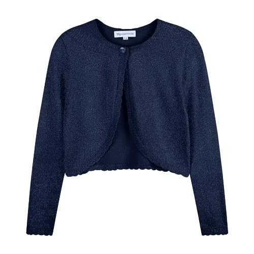 Image of Girls Cardigan Bolero Ruffle Open Front Button Cover-Up 3-12Y