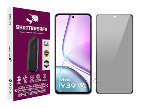 Image of Anti-Spy Privacy Tempered Glass Compatible For Vivo Y39 5G [Pack of 1]. 9H Hardness, Anti-Scratch, Edge-to-Edge Protection With Easy Installation Kit & Case Friendly Fit.