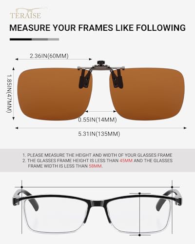 Image of TERAISE Polarized Clip on Sunglasses Over Prescription Glasses Anti-Glare UV400 for Men Women Driving Travelling Outdoor
