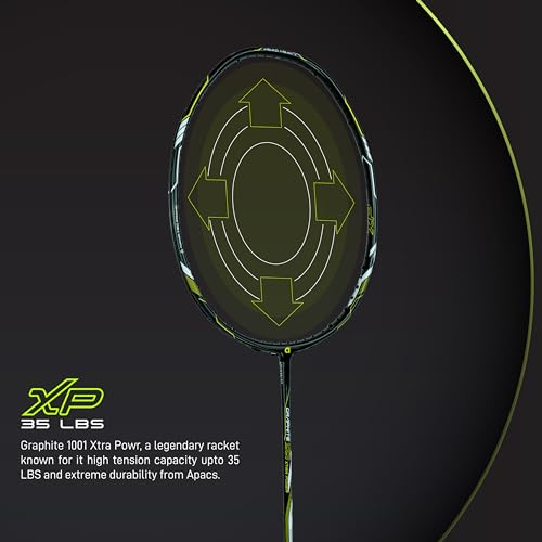 Apacs Graphite 1001 Xtra Power (36LBS, Power Frame with 100% Japanese Graphite) Badminton Racket with Full Cover (Black Green) 3 41uDPK8ycqL