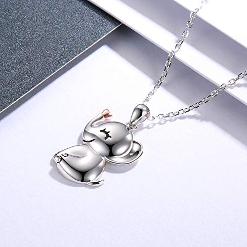 MANBU Sterling Silver Cute Elephant Necklace Good Luck Animal Pendant Wildlife Holiday Jewelry Gift for Elephant Lovers3