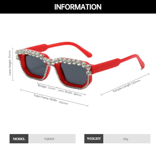 YAMEIZE Rectangle Rhinestone Sunglasses for Women - Men Vintage Diamond Bling Sunglasses Sparkling Sun Glasses for Party Punk3