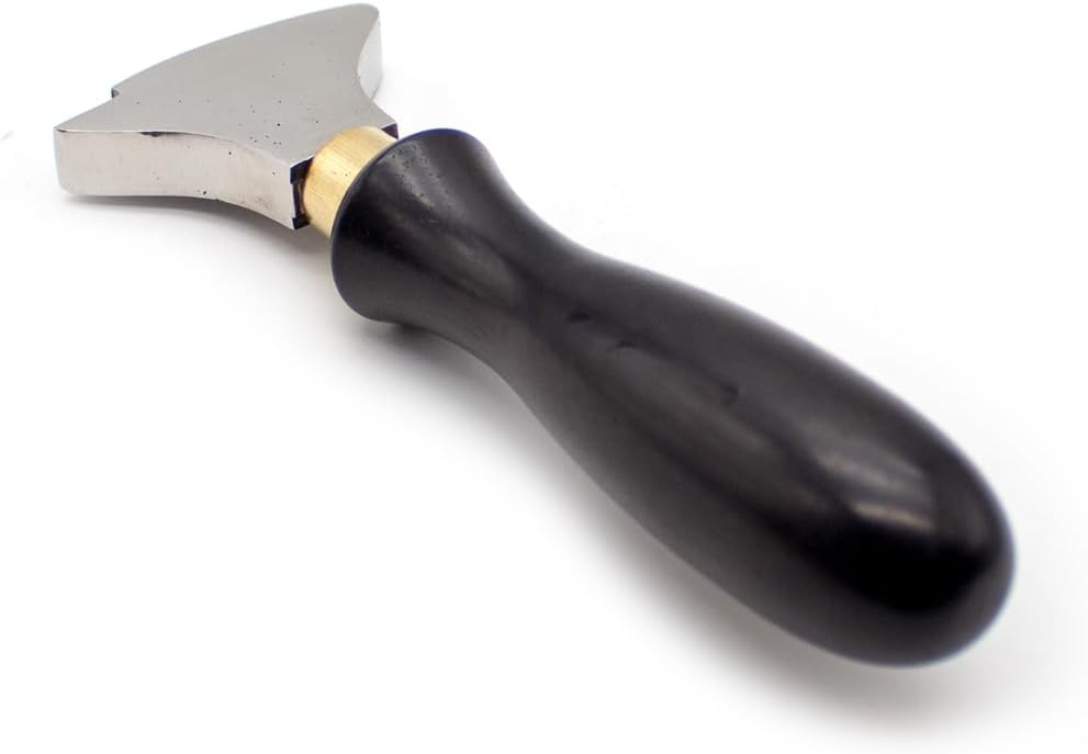 iDili Shoemaker's Edge Iron, Professional Sole Heel Burnishing Tool with Hardwood Handle for Hot Wax Polishing, Glazing & Sealing Leather Edges, Cobbler Repair Tool