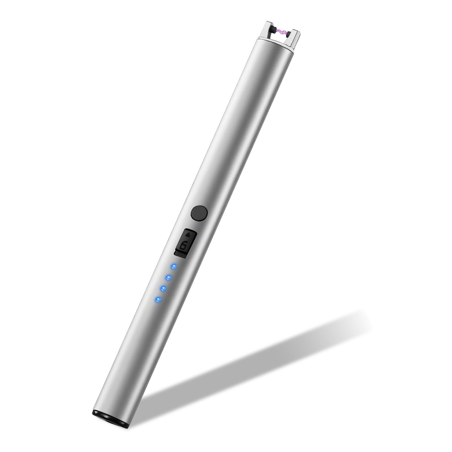Xdtime Silver Electric Arc Lighter Usb Rechargeable - Windproof Flameless Design For Candles, Bbq, Camping,Compact & Portable Lighter
