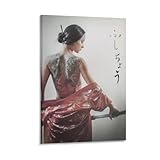 PosterJapanese Geisha Woman Wall Art Samurai Tattoo Poster Sexy Asian Girl Poster (2) Canvas Painting Posters And Prints Wall Art Pictures for Living Room Bedroom Decor12x18inch(30x45cm)