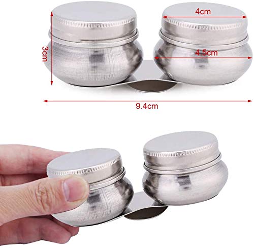 1Pc Stainless Steel Large Double Dipper Palette Cup Turpentine Solvent Oil Container Paint Megilp Turpentine Container With Screw Hat, Can Clip On Palette #TOP1