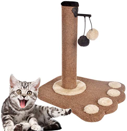 Árbol para gatos, torre para gatos con postes rascadores, totalmente envueltos y bolas colgantes reemplazables, estante pequeño para escalada, gato o gato