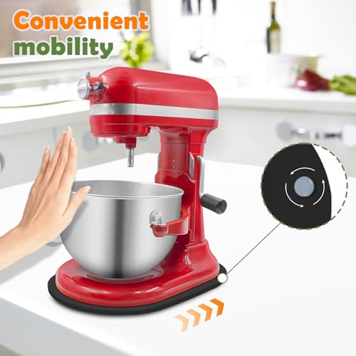 Image of Bamboo Mixer Slider for Kitchen Aid 5-8 Qt Bowl Lift Stand Mixer, Kitchen Appliance sliding mat Countertop Storage Attachments, Mixer Accessories Sliding Tray Moving Board for Kitchen Aid (Black)