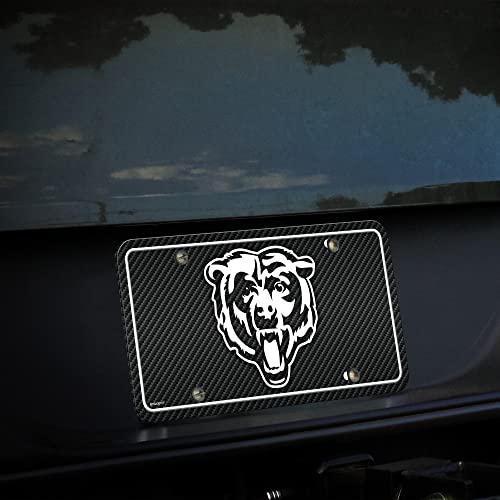 image for Rico Industries NFL Football Chicago Bears Carbon Fiber Metal Auto Tag