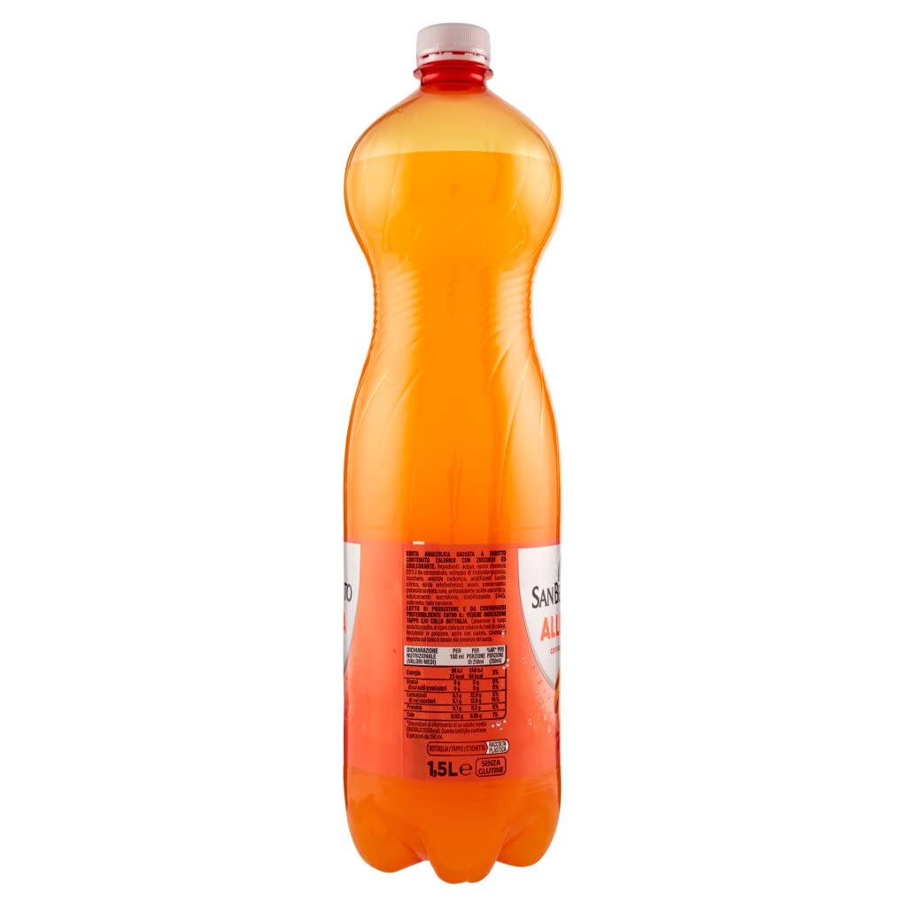 San Benedetto Allegra Aranciata PET Lot de 6 boissons gazeuses Orange limonade 1,5 l