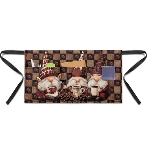 Bivxisrvo Womens Half Apron with Pockets Dwarf Serving Apron Coffee House Waitress Waiter Waist Short Aprons Home Kitchen Cooking Baking Gardening for Women Men Home Baking Chef Apron