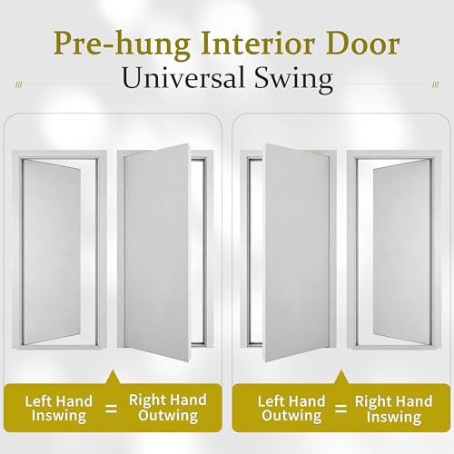Image of 18 inch x 80 inch Pantry Door with Prehung Door Jamb, Left-Handed Interior Door, 1-Lite Frosted Glass, White MDF with Hardware Kit