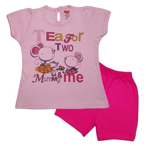Image of LuvLap Baby Girls Regular Fit 100% Cotton Half Sleeves Girls Top CoSet Pack of 2
